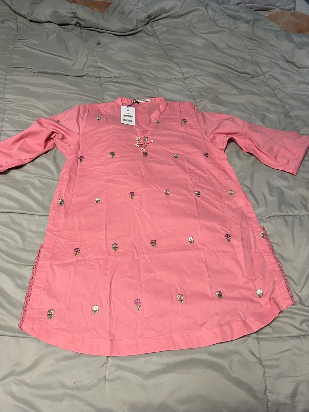 Women's Pink Embroidered Kurta Dress